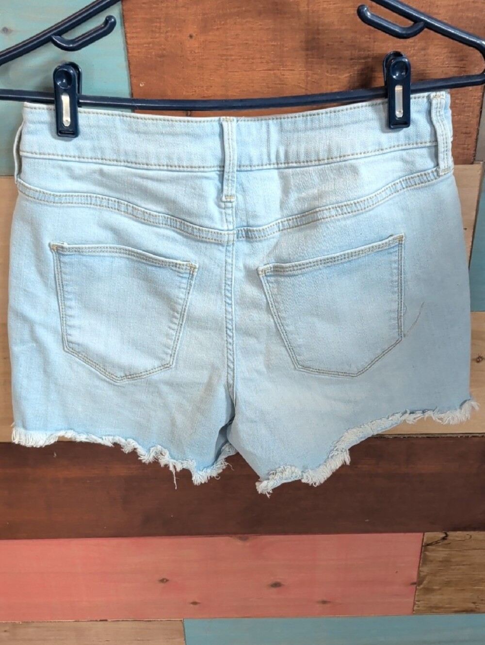 Universal Thread Light Blue Button-Front Distressed Denim Shorts - Picture 4 of 4